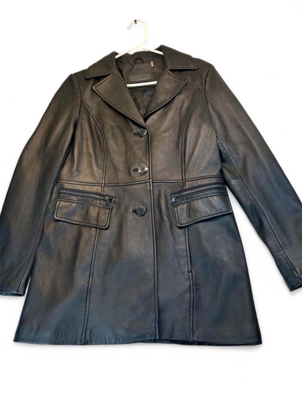 Wilsons Leather Black Women's Leather Jacket with Zip-Pocket Flaps